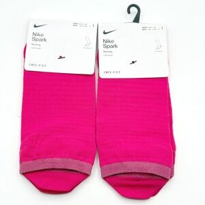 Nike Spark Socks (2 Pair) No-Show, Lightweight Size 10-11.5 Mens Neon Pink